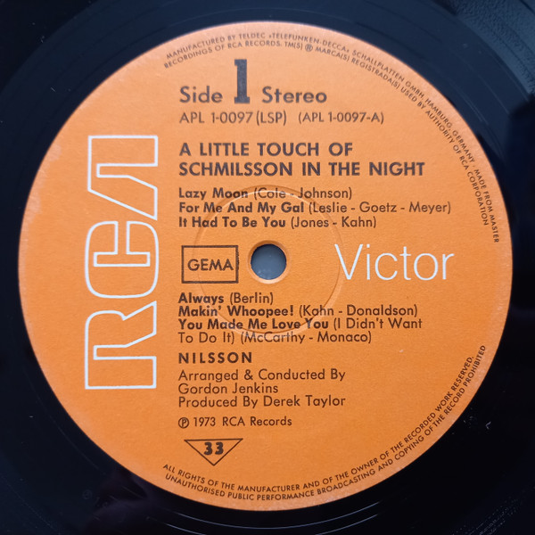Nilsson* - A Little Touch Of Schmilsson In The Night (LP, Album, Gat)