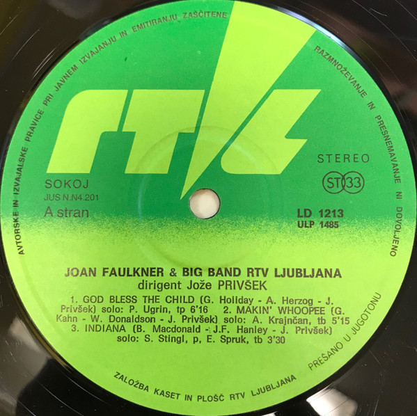 Joan Faulkner & Big Band RTV Ljubljana Dirigent Jože Privšek - Joan Faulkner (LP, Album)