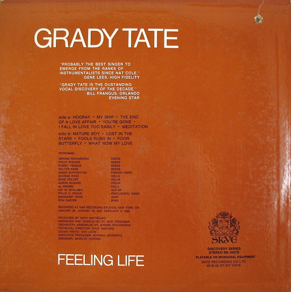 Grady Tate - Feeling Life (LP, Album, Mon)