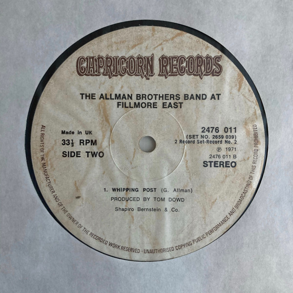 The Allman Brothers Band - The Allman Brothers Band At Fillmore East (2xLP, Album, RE)