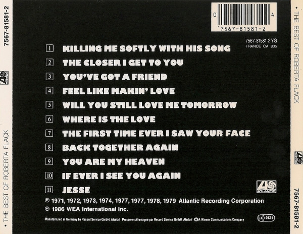 Roberta Flack - The Best Of Roberta Flack (CD, Comp, RE)