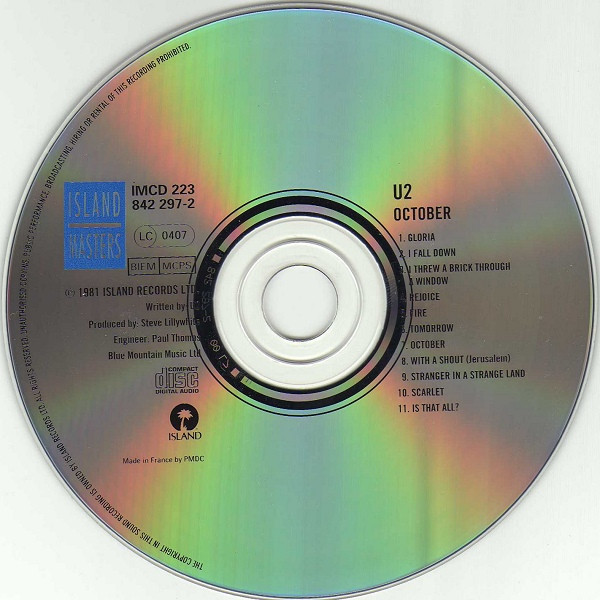 U2 - October (CD, Album, RE)