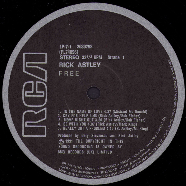 Rick Astley - Free (LP, Album)