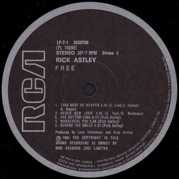 Rick Astley - Free (LP, Album)