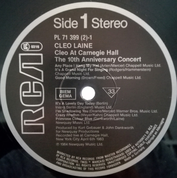 Cleo Laine - Cleo At Carnegie - The 10th Anniversary Concert (2xLP, Album, RE)