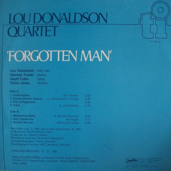 Lou Donaldson Quartet - Forgotten Man (LP, Album)