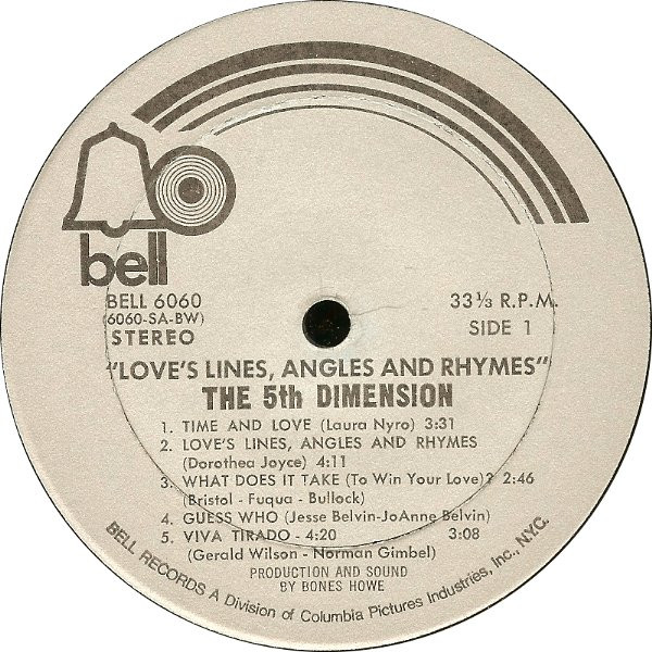 The 5th Dimension* - Love's Lines, Angles And Rhymes (LP, Album, BW)