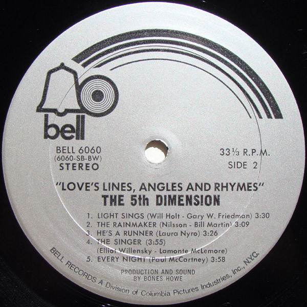The 5th Dimension* - Love's Lines, Angles And Rhymes (LP, Album, BW)