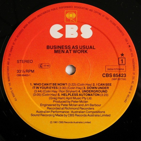 Men At Work - Business As Usual (LP, Album)