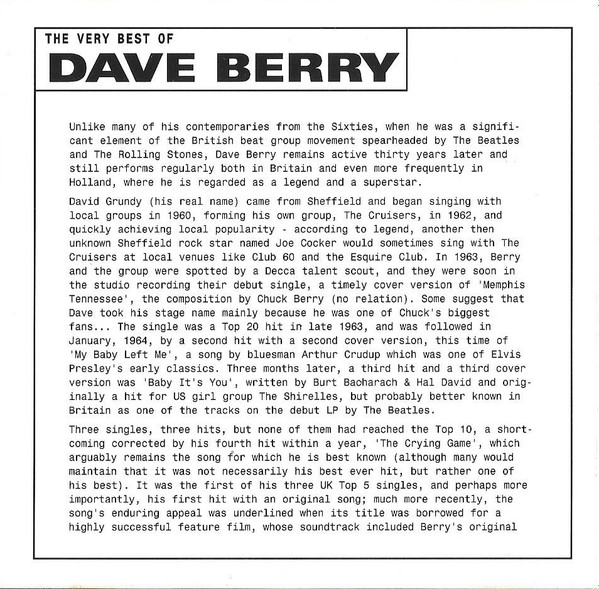 Dave Berry - The Very Best Of (CD, Comp, RE)