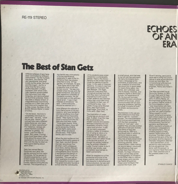 Stan Getz - The Best Of Stan Getz (2xLP, Comp)