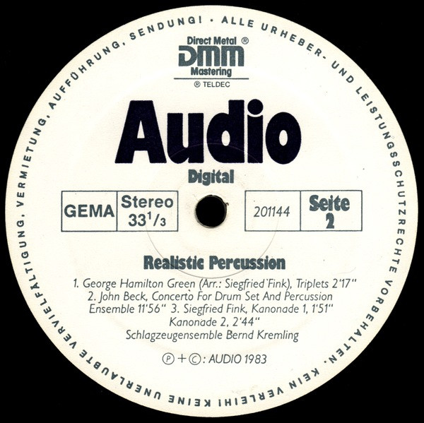 Schlagzeugensemble Bernd Kremling - Audioplatte 2: Realistic Percussion (LP, 180)