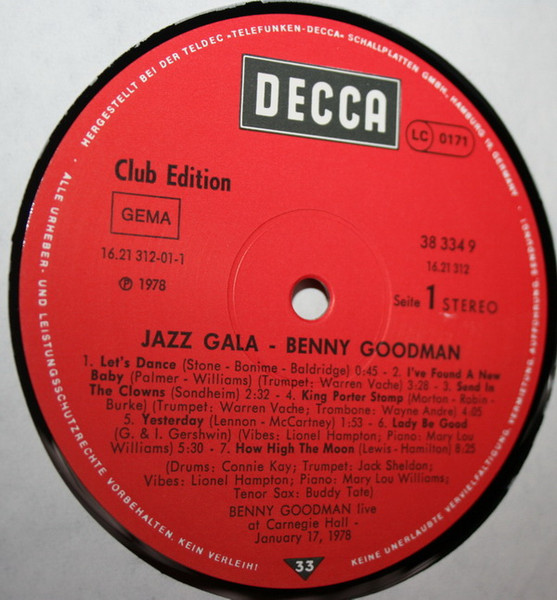 Benny Goodman - Jazz Gala (LP, Album, Club)