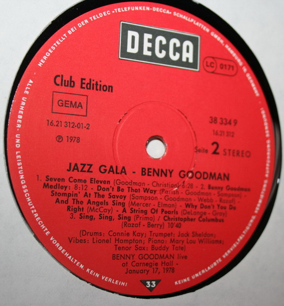 Benny Goodman - Jazz Gala (LP, Album, Club)