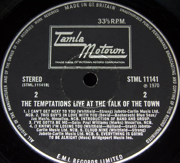 The Temptations - Live At London's Talk Of The Town (LP, Album)