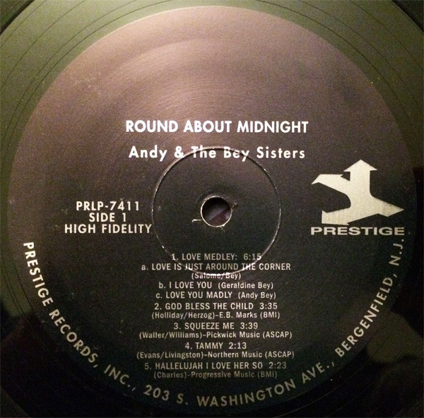Andy And The Bey Sisters - 'Round About Midnight (LP, Album, RE)