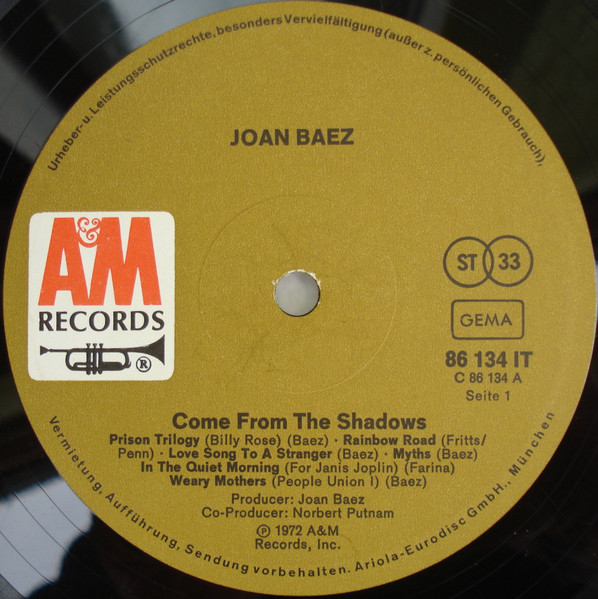 Joan Baez - Come From The Shadows (LP, Album, Gat)