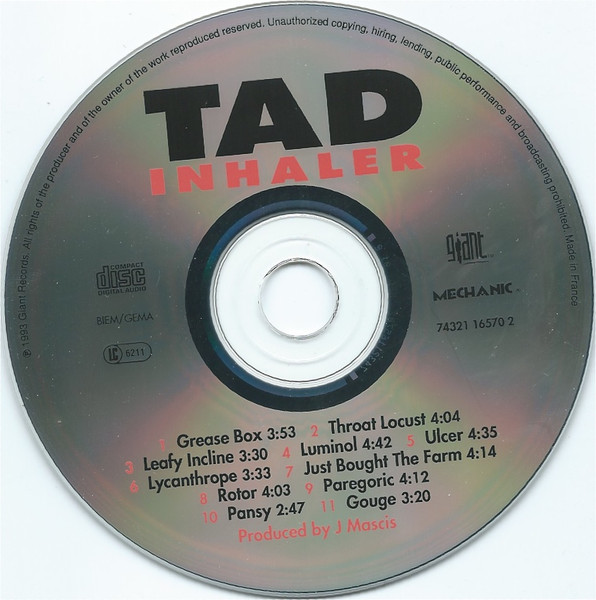 Tad - Inhaler (CD, Album)