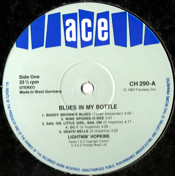 Lightnin' Hopkins - Blues In My Bottle (LP, Album, RE)