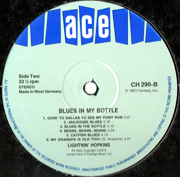 Lightnin' Hopkins - Blues In My Bottle (LP, Album, RE)