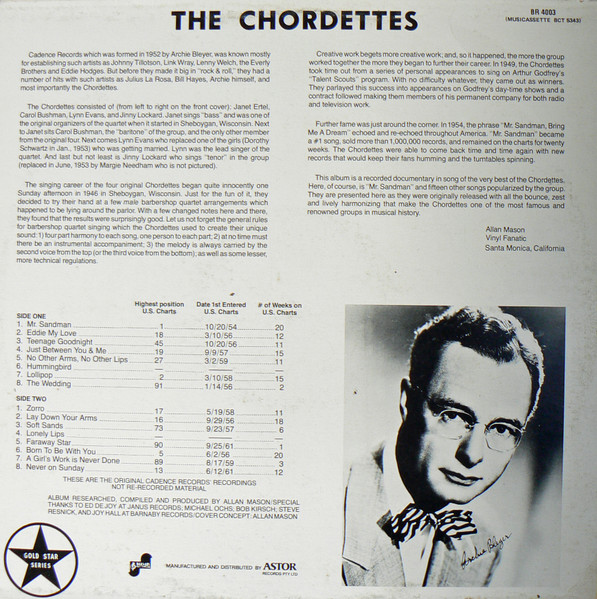The Chordettes - All The Very Best Of The Chordettes (LP, Comp)