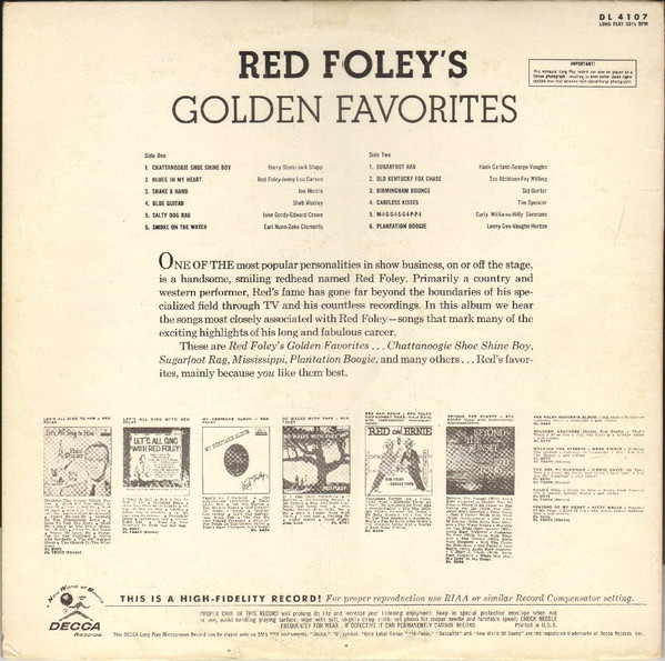 Red Foley - Red Foley's Golden Favorites (LP, Album, Comp, Mono)