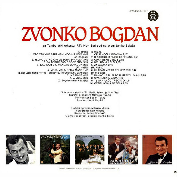 Zvonko Bogdan uz Tamburaški Orkestar RTV Novi Sad* Pod Upravom Janike Balaža* - Zvonko Bogdan (LP, Album, 1st)