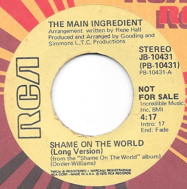 The Main Ingredient - Shame On The World (7