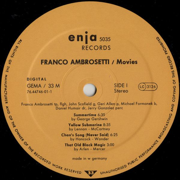 Franco Ambrosetti - Movies (LP, Album)