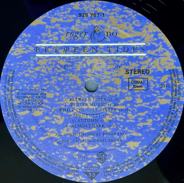 Roger Eno - Between Tides (LP, Album)