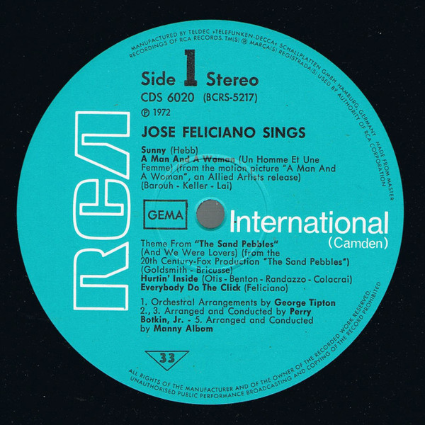 Jose Feliciano* - Sings (LP, Comp)