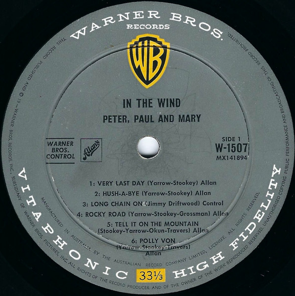 Peter, Paul And Mary* - In The Wind (LP, Album, Mono)