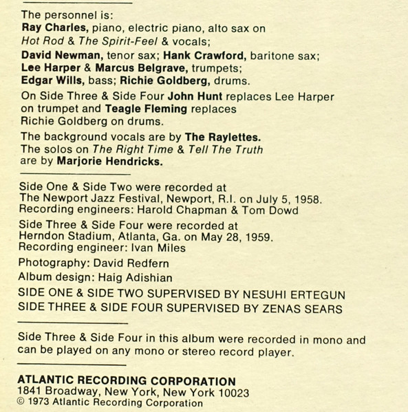 Ray Charles - Live (2xLP, Album, Comp, Mono)