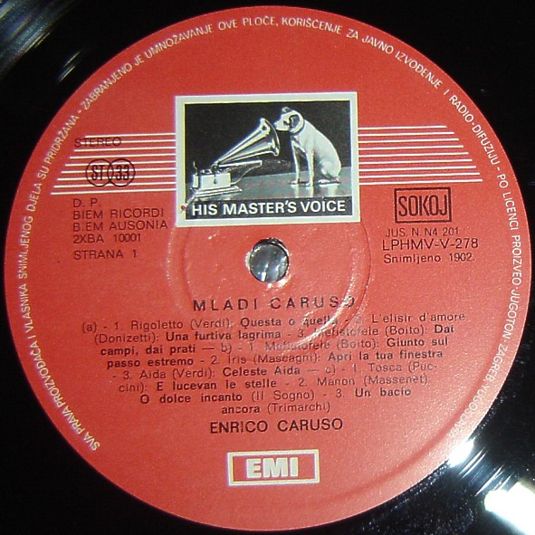 Enrico Caruso - The Young Caruso (Mladi Caruso) (LP, Comp, RE)