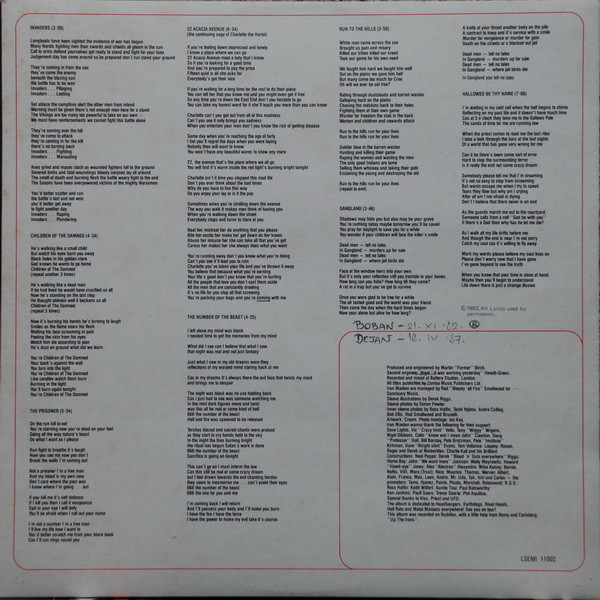Iron Maiden - The Number Of The Beast (LP, Album)