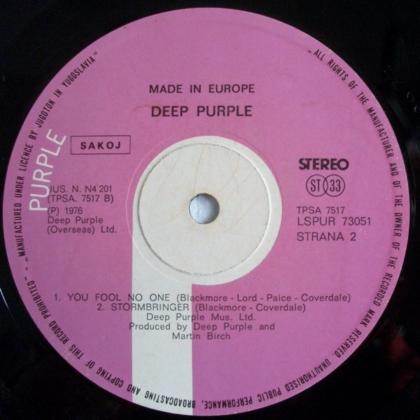 Deep Purple - Made In Europe (LP, Album)