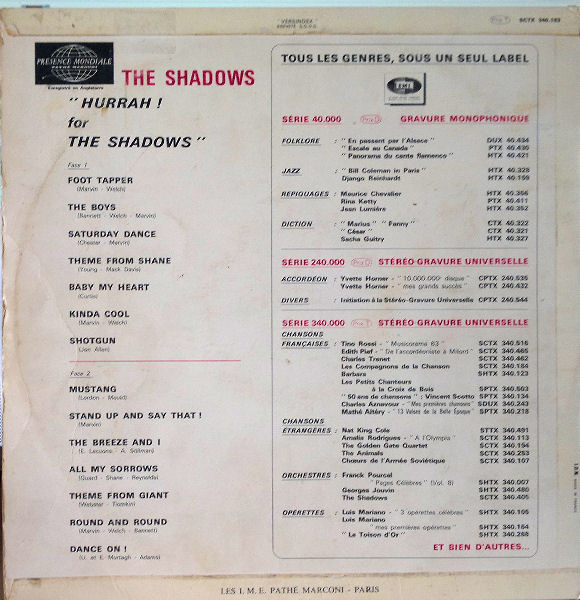 The Shadows - Hurrah! For The Shadows (LP, Comp)