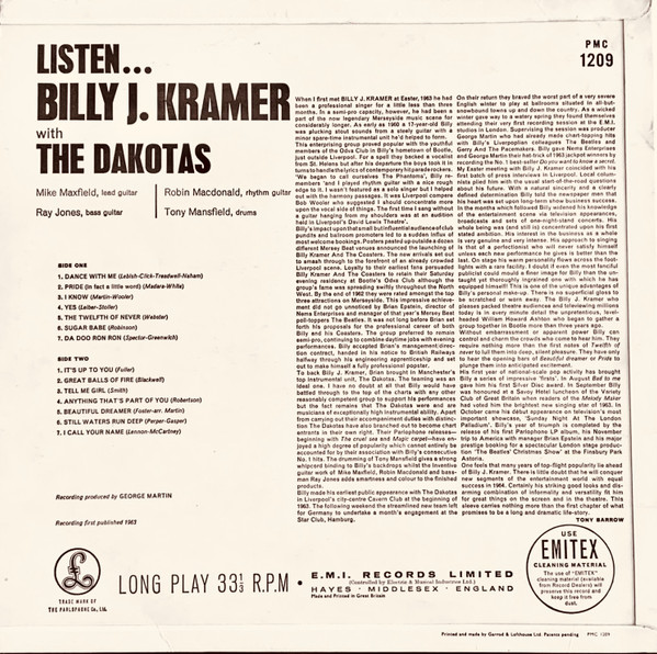 Billy J. Kramer With The Dakotas* - Listen... (LP, Mono)