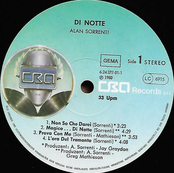 Alan Sorrenti - Di Notte (LP, Album)