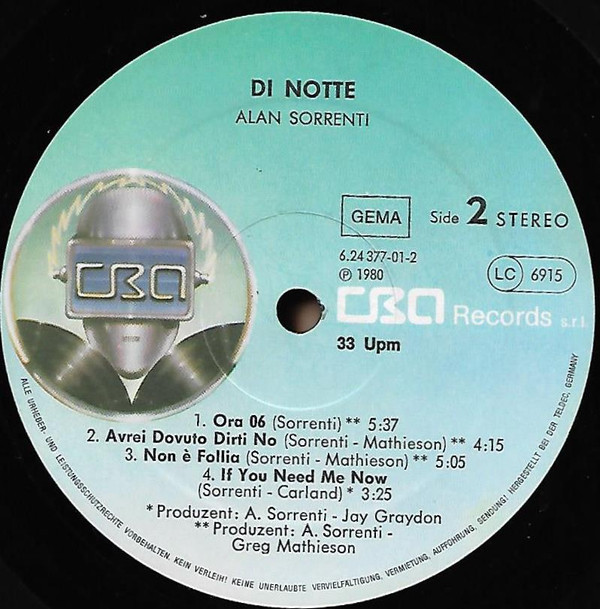 Alan Sorrenti - Di Notte (LP, Album)