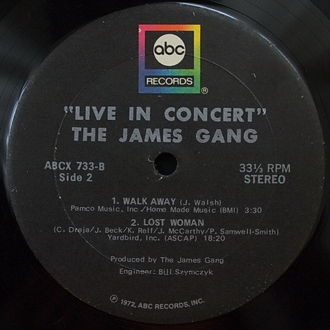 James Gang - Live In Concert (LP, Album, RP)