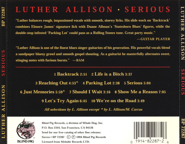 Luther Allison - Serious (CD, Album, RE, RM)