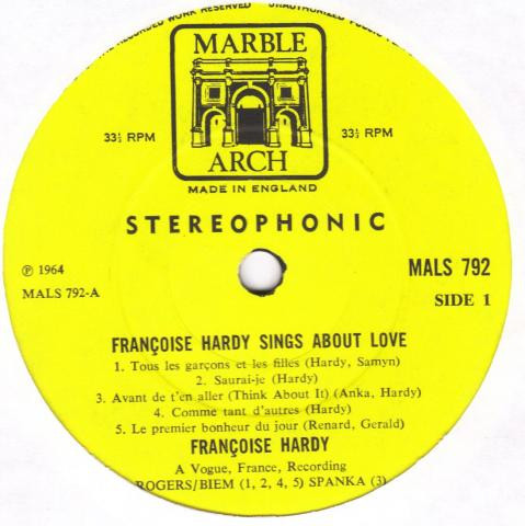 Françoise Hardy - Francoise Hardy Sings About Love (LP, Comp)