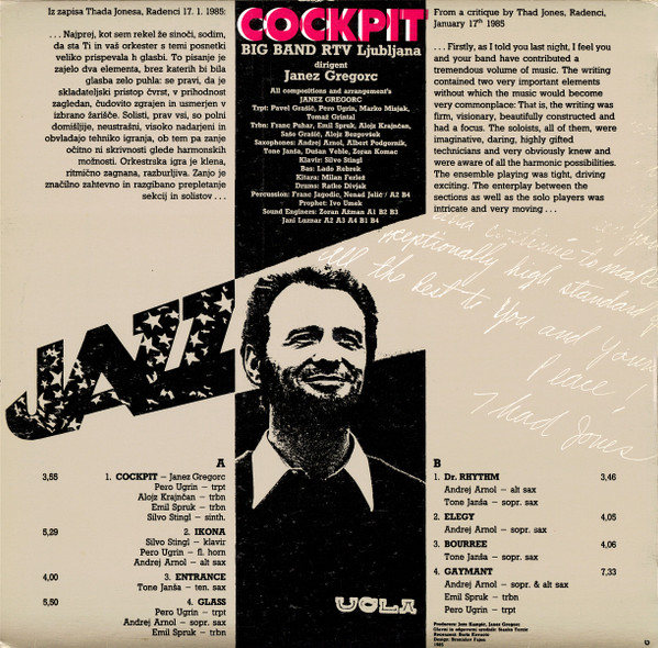 Big Band RTV Ljubljana , Dirigent Janez Gregorc - Cockpit (LP, Album)