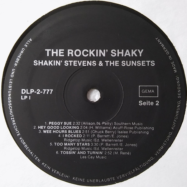 Shakin' Stevens & The Sunsets* - The Rockin' Shaky (2xLP, Comp)