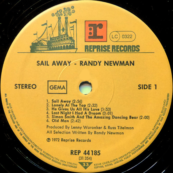 Randy Newman - Sail Away (LP, Album, RE)