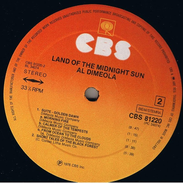Al Di Meola - Land Of The Midnight Sun (LP, Album)