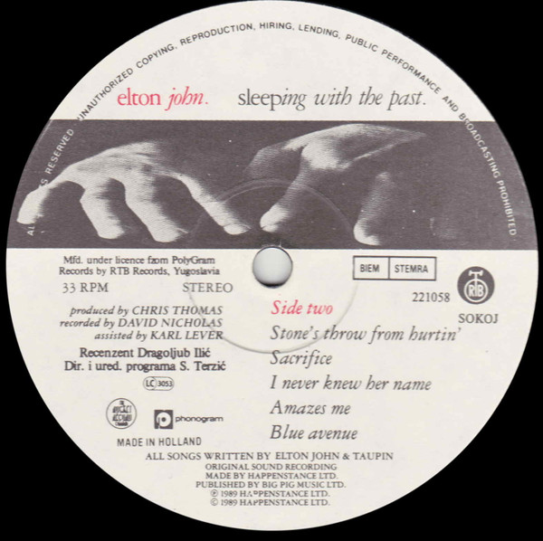 Elton John - Sleeping With The Past (LP, Album)