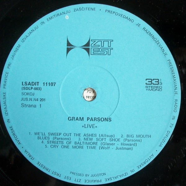 Gram Parsons & The Fallen Angels Featuring Emmylou Harris - Live 1973 (LP, Album, RE)