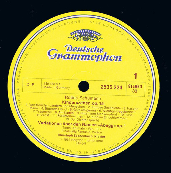 Robert Schumann - Christoph Eschenbach - Kinderszenen - Abegg Variationen - Intermezzi - Waldszenen (LP, RE)